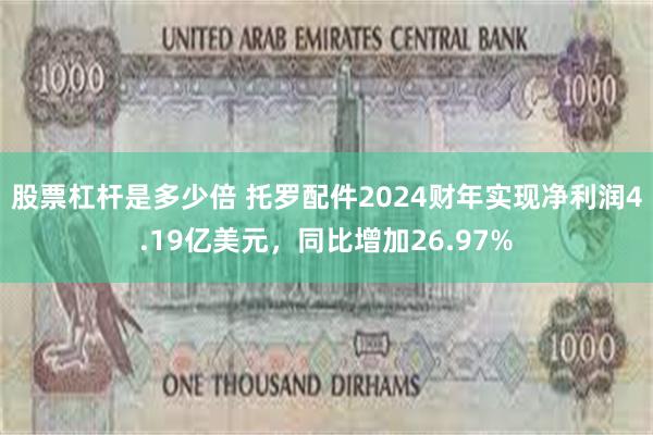 股票杠杆是多少倍 托罗配件2024财年实现净利润4.19亿美元，同比增加26.97%